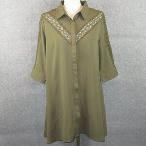 Glamorous Curve 3/4 Sleeve Dress Green Size 12 NWT